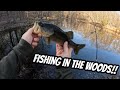 Fishing For BASS in the WOODS! (HIDDEN POND)