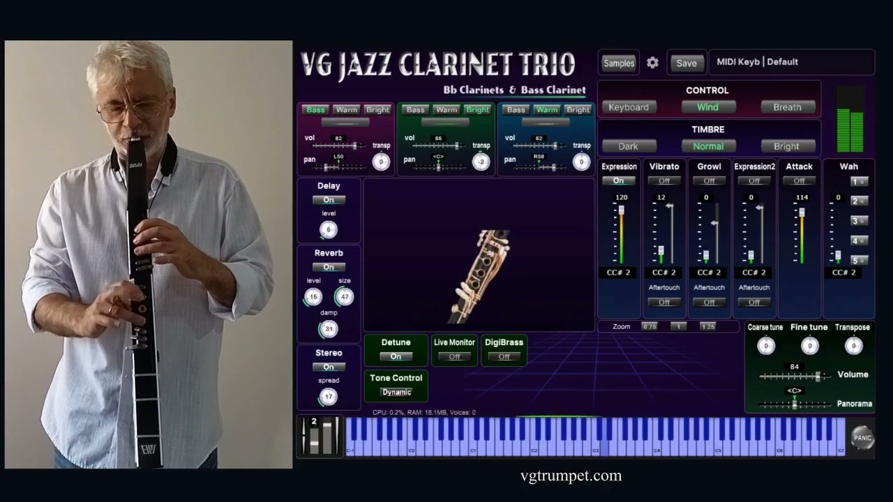 VG Jazz Clarinet Trio, Bb and Bass Clarinets. Virtual Instrument. VST, AU, Standalone. AKAI EWI4000s