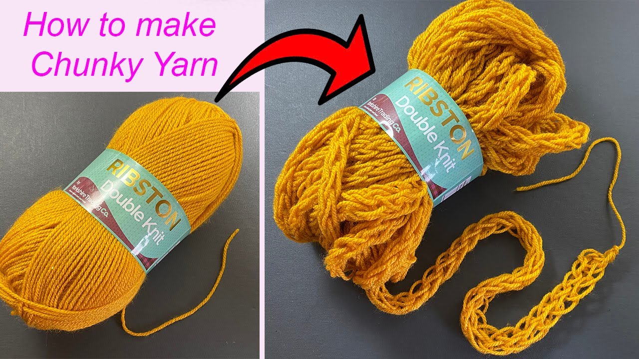 🌹 How to turn Thin Yarn to Chunky Yarn, Finger Knitting, थिन यार्न टू  चंकी यार्न