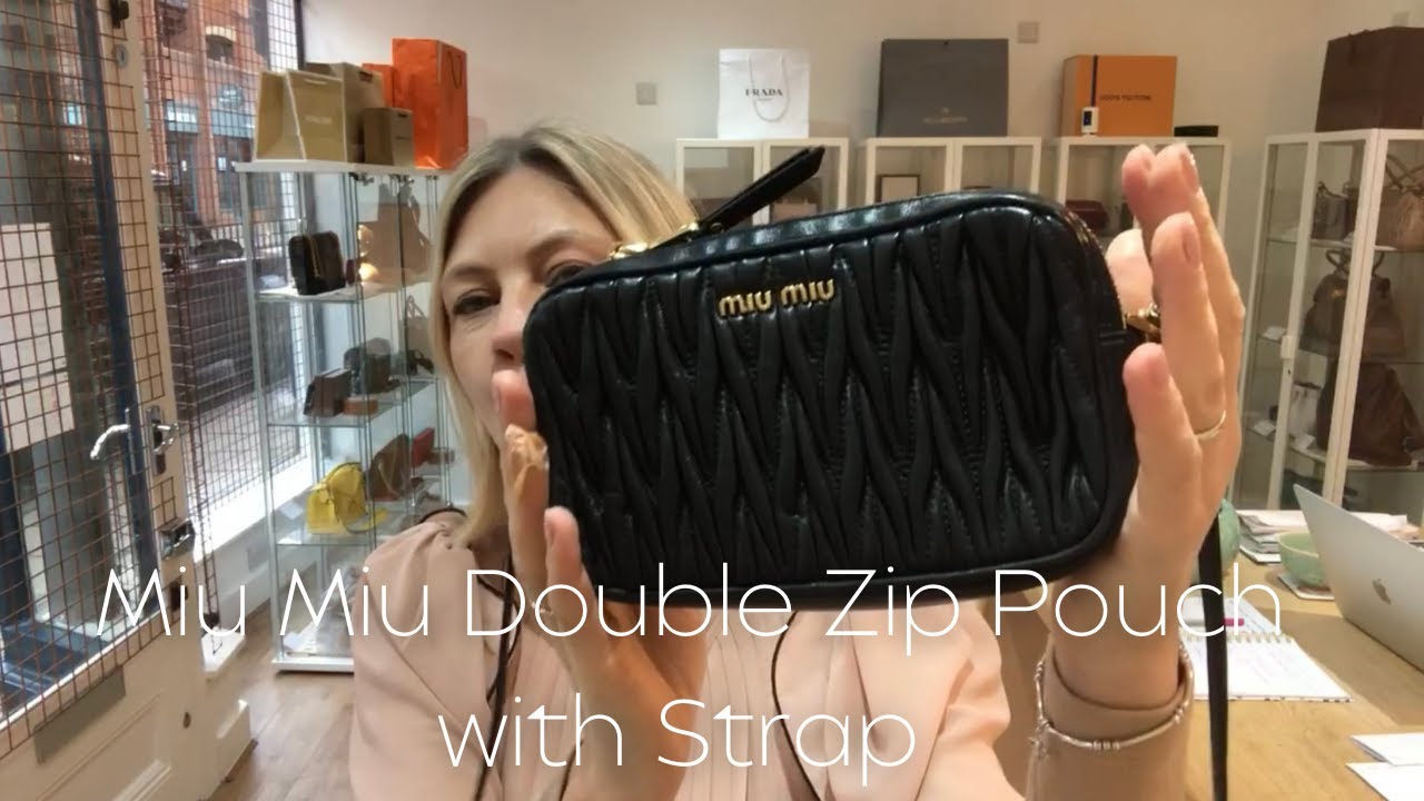 Miu Miu Black Matelasse Double Zipped Cross Body Bag Miu Miu