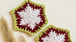 Crochet granny snowflake hexagon | easy Christmas hexagon pattern by Beyond Diary 1,577 views 1 year ago 20 minutes