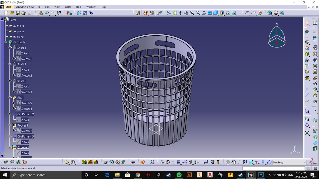 Dustbin - Catia V5 R21 Tutorial 2020 - YouTube