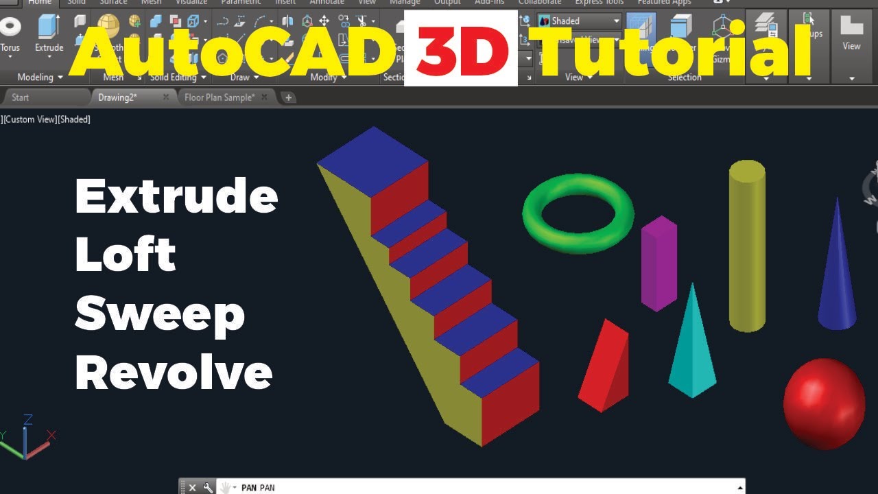 AutoCAD 3D Modeling Tutorial for Beginners | Learn 3D Basics Step by ...