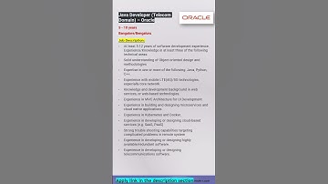 Oracle | Java Developer (Telecom) | Bangalore | Java, Python, C++, FullStack 4G/5G #shorts #ytshorts