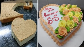 Heart shape cake design |Love cake |Heart shape Flowers cake decorating
