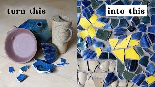 How to upcycle broken pottery into a mosaic