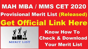 MAH MBA/MMS CET 2020 Provisional Merit List (Released)- Check MAH MBA/MMS CET Provisional Merit List