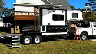 Truck camper on trailer