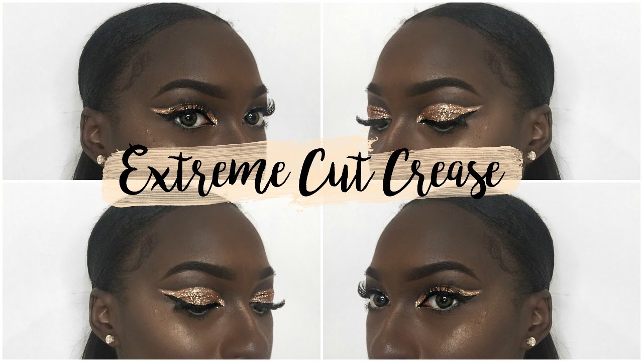 EXTREME CUT CREASE W/ GLITTER | Dark Skin - YouTube