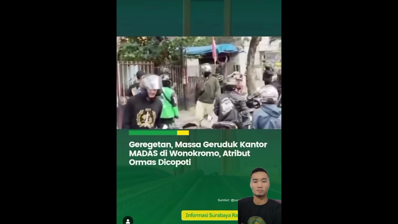 GREGETAN MASSA GERUDUK KANTOR MADAS DI WONOKROMO ATRIBUT ORMAS DICOPOT 