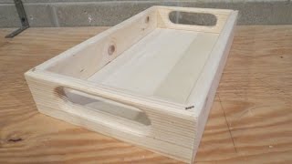 A small serving small tray made for a Christmas present. The sides are 1/2 inch pine, and the bottom is 1/4 Baltic birch ply. I put oak 