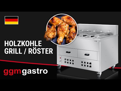 Holzkohlegrill/ Röster für Hähnchen - mit 5 Spieße - HKGRE5 - GGM Gastro