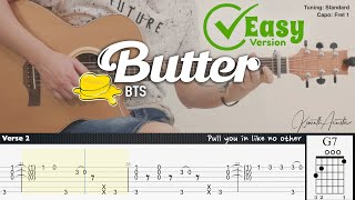 PDF Sample Butter (Easy Version) - BTS guitar tab & chords by Kenneth Acoustic.