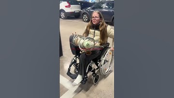 Real injury external fixator talking and mall wheelchair (full video description)