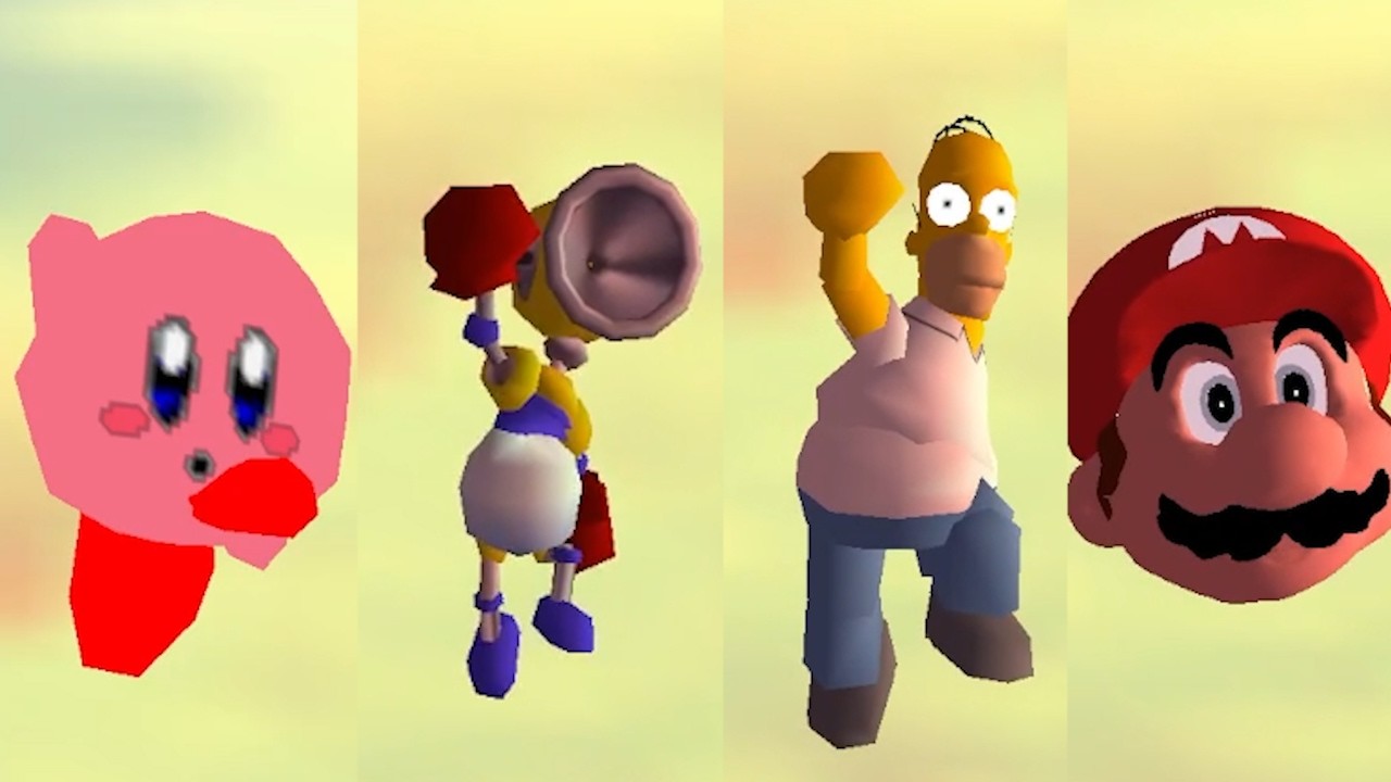 All good Characters falling down in Super Mario Star Road with Sunset