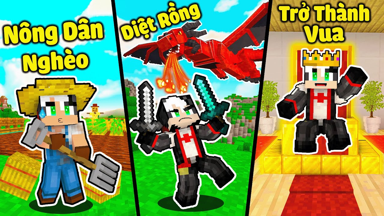 REDHOOD THỬ THÁCH 1 NGÀY TỪ NÔNG DÂN NGHÈO TRỞ THÀNH VUA TRONG MINECRAFT*REDHOOD 24 GIỜ LÀM HIỆP SĨ