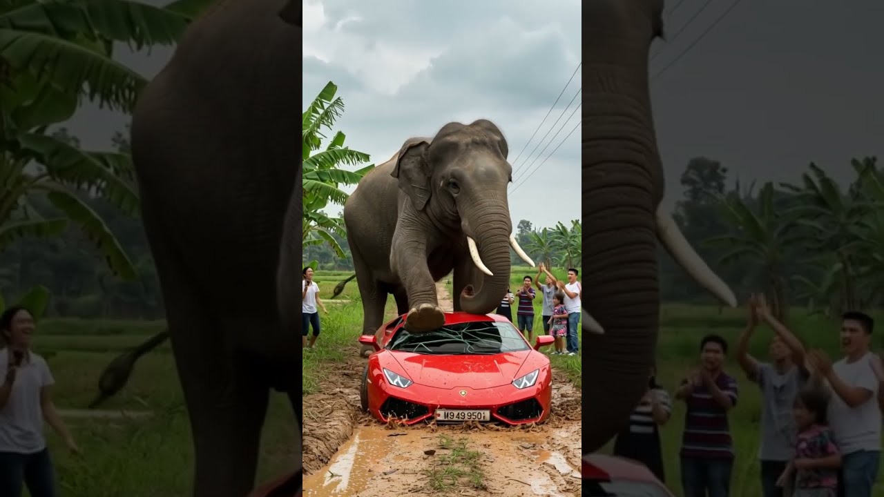 When An Elephant Hates Expensive Cars Lamborghini Destroyed 