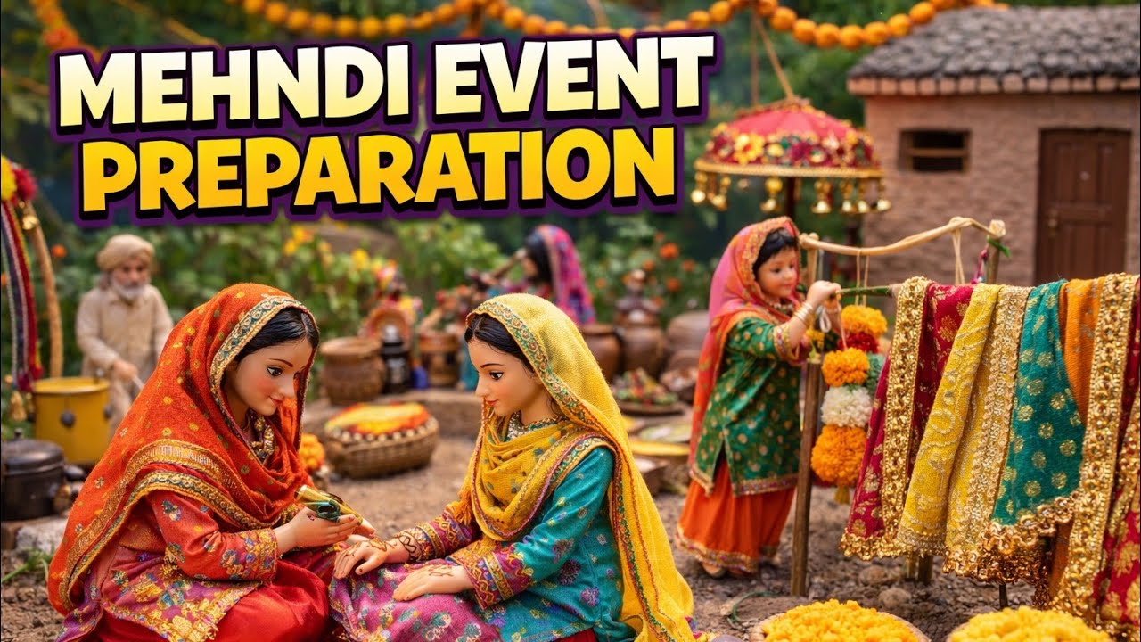Miniature Doll Mehandi Event Preparation #wedding #miniaturecooking #aivlog #miniaturevillage 