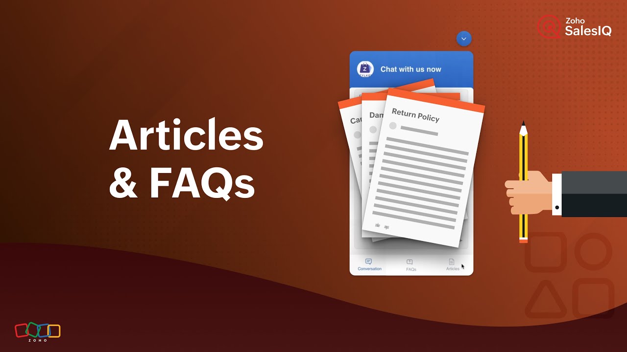 Manage your Knowledge base with Articles & FAQs | Zoho SalesIQ - YouTube