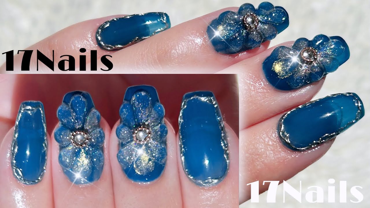 Emerald green nails ⭐ From tip extension to design 💕 Flower