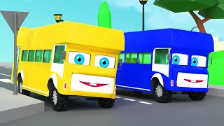 Learn Colors with Buses | Five Rainbow Buses | Nursery Rhymes & Bus Songs Collection for Kids USA