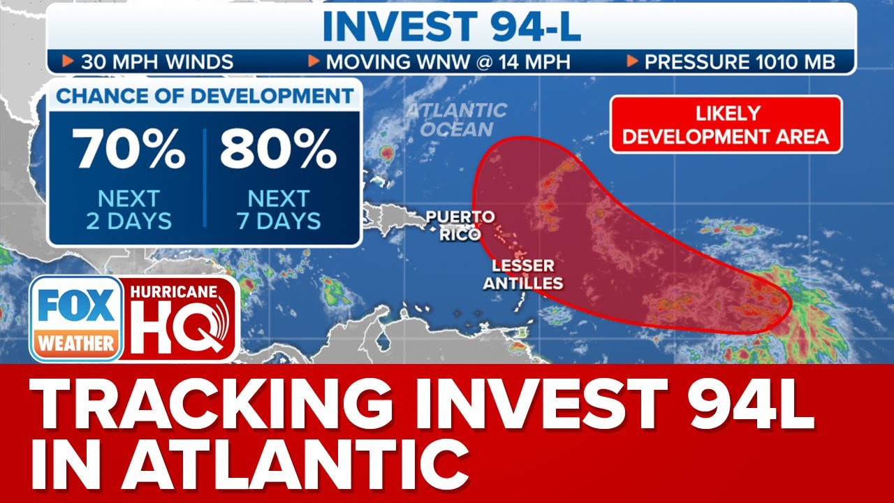 Invest 94L Becoming Better Defined, Could Impact Eastern Caribbean This Weekend