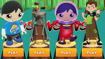 Tag with Ryan Kaji vs Siren Head Run vs Astronaut Ryan vs Ben 10 Up to Speed - Gameplay