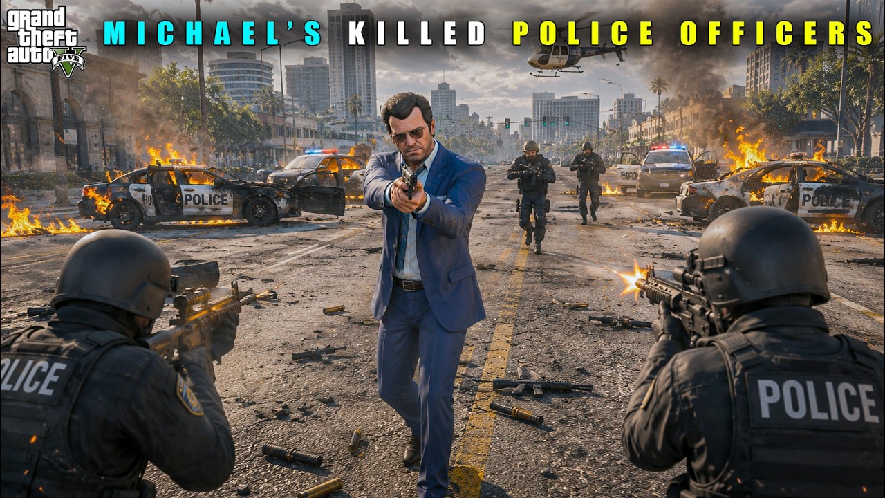 GTA 5 : MICHAEL MOST POWERFUL ATTACK ON POLICE OFFICERS || BB GAMING