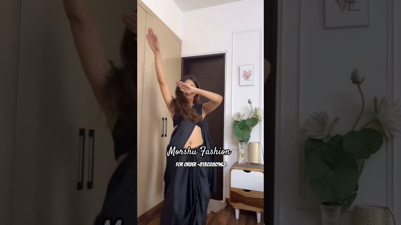 black satin silk saree l 