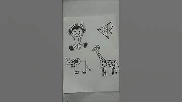 How to draw animals with shapes #drawing #easydrawing #draw #art #monkey #fish #elephant #giraffe