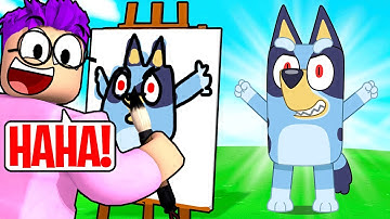 GUESS MY DRAWING Picture Game CHALLENGE In ROBLOX DOODLE TRANSFORM!? (BLUEY ALL CHARACTERS!)