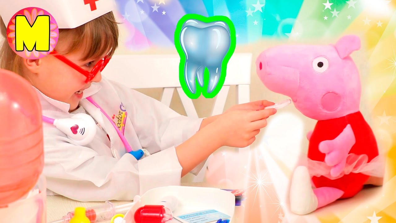Видеоо с игрушками Свинке Пеппе вырывают зуб Новая серия #Peppa Pig ...