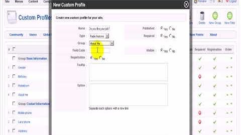 How to add a radio buttons field to JomSocial video tutorial