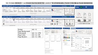 Part 97 MS Word Design Tab Page Background Group WaterArt, Page Colors & Page Borders.