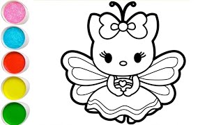 How to Draw Hello Kitty Butterfly Princess 🦋 👑 Step by Step Drawing Coloring TutorialFor Kids ✨🌈