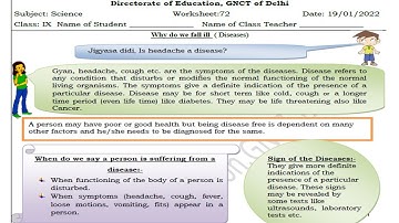 Science Worksheet 72 Class 9 (19/1/22) English Medium | Worksheet 72 Science Class 9 |