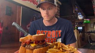 THE PRAIRIE SALOON'S GIANT BELLY BUSTER BURGER CHALLENGE | MAN VS. FOOD