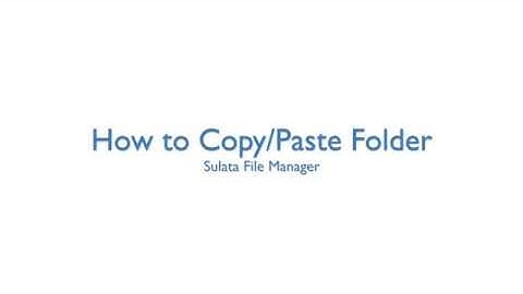 How to Copy/Paste Folder in Sulata File Manager