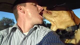 GUY LETS DOG KISS HIM IN THE MOUTH ( DISGUSTING )