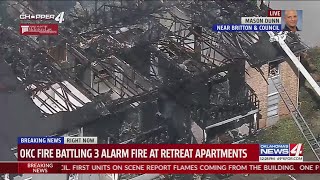 OKC Fire battling 3 alarm fire at Retreat apartments
