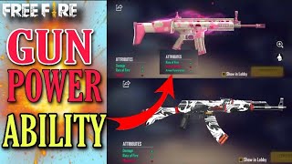free fire guns ability rate of fire, Accuracy,Damage,free fire gun attributes,free fire guns power 💯