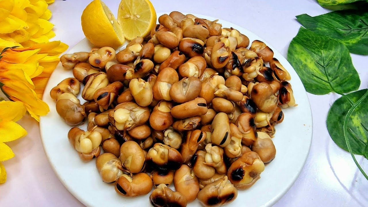 الفول المشوى المملح بالشطة والليمون او الفول المقيلى تسالى العيد بخطوات بسيطة💯👌