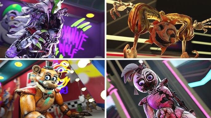 All 8 known animatronics in security breach : r/fivenightsatfreddys