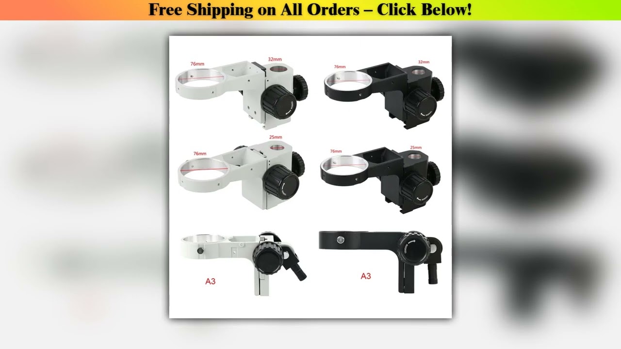 76mm Stereo Microscope Head Focus Holder Adjustable Lifting Structure Bracket 25mm/32mm Install