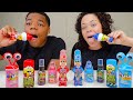 RED VS BLUE FOOD CHALLENGE, MR SQUEEZY POP GEL CANDY, BABY BOTTLE POP, ICE CREAM CANDY MUKBANG