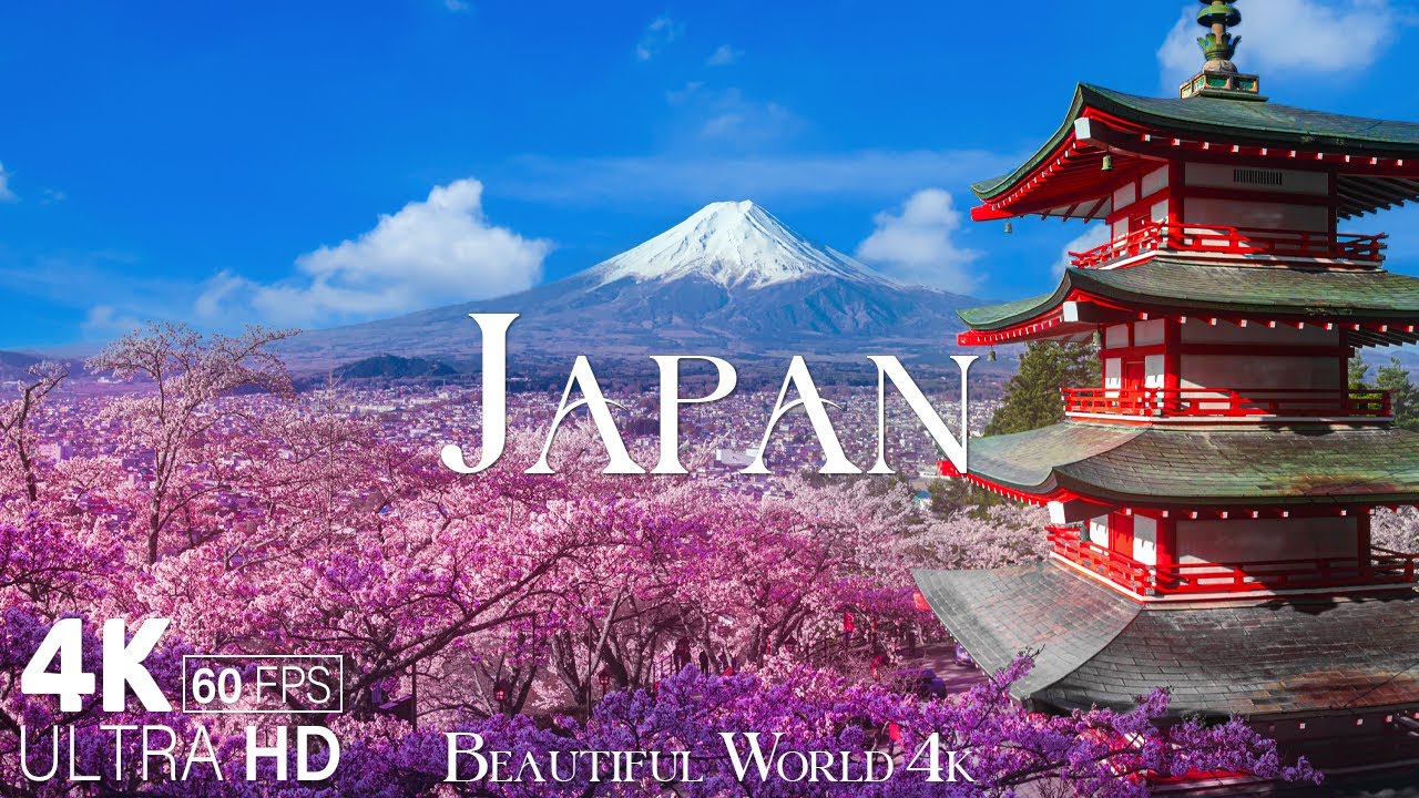 Japan 4K   A Stunning Visual Tour of Cherry Blossom Season and More   Calming Music