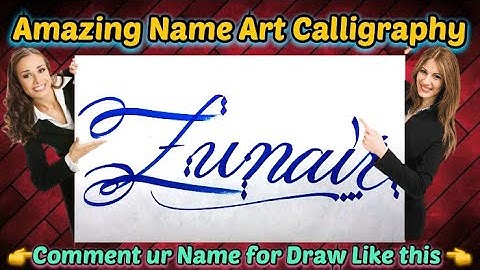 Zunair Name Signature Calligraphy Status | How to Draw, Cursive Calligraphy with Cut Marker