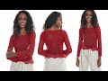 PONTO RENDA EM CROCHÊ DE 3 CARREIRAS INTERCALADOS DA BLUSA CARMIN DA CÍRCULO 