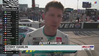 Denny Hamlin holds off Larson late to win NASCAR Cup race at Dover Motor Speedway