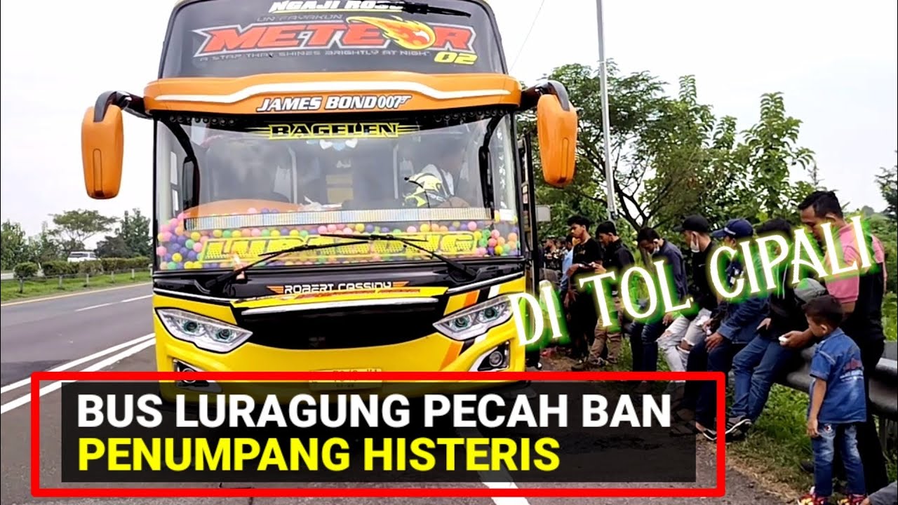 Bus Luragung Pecah ban di Tol Cipali | Dipasena raya meteor 02